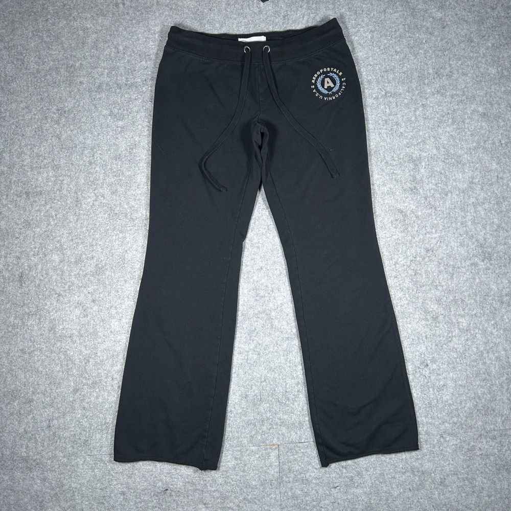 Aeropostale Sweatpants Womens Medium Black Aero Impact Fleece Yoga Flare Lounge